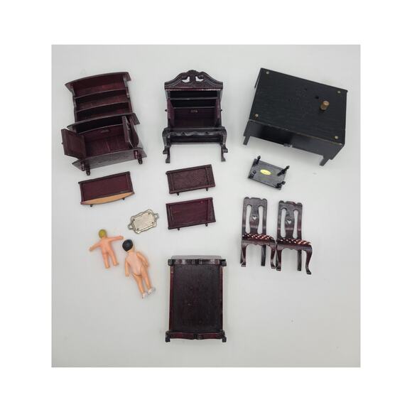 Vintage Wooden Dollhouse Furniture 10 pc Lot - Picture 3 of 8